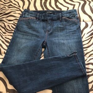 White House Black Market leather trim denim crops